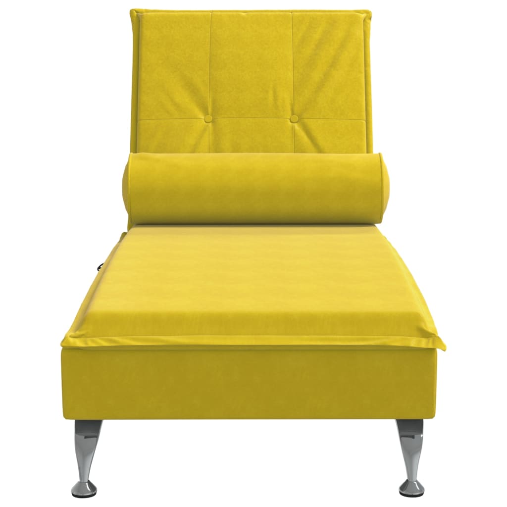 Massage chaise longue met bolster fluweel geel is nu te koop bij PeponiXL, paradijselijk wonen!