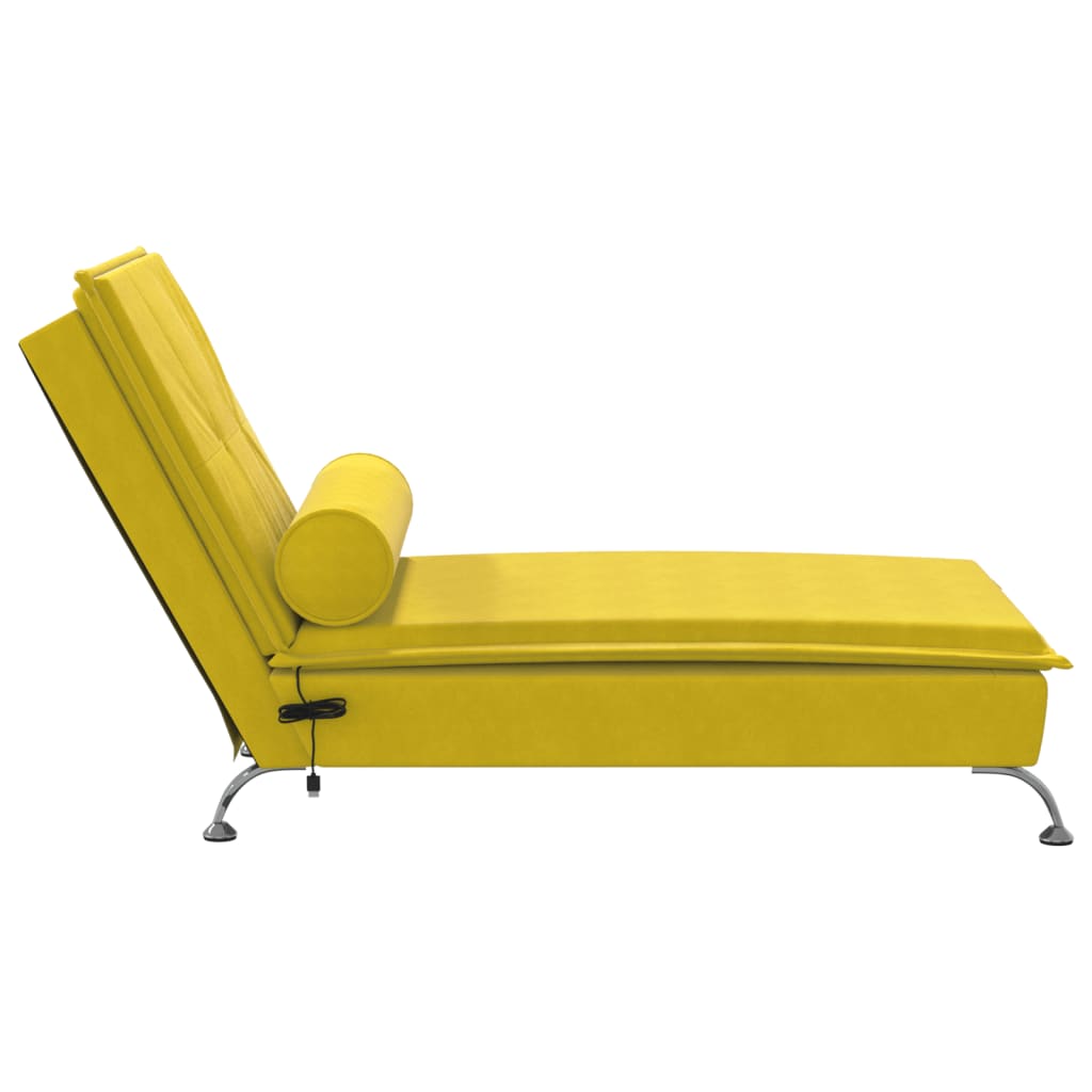 Massage chaise longue met bolster fluweel geel is nu te koop bij PeponiXL, paradijselijk wonen!