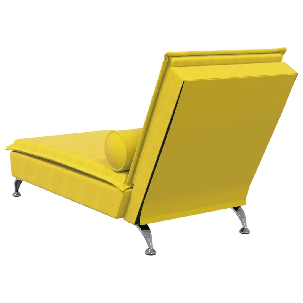 Massage chaise longue met bolster fluweel geel is nu te koop bij PeponiXL, paradijselijk wonen!