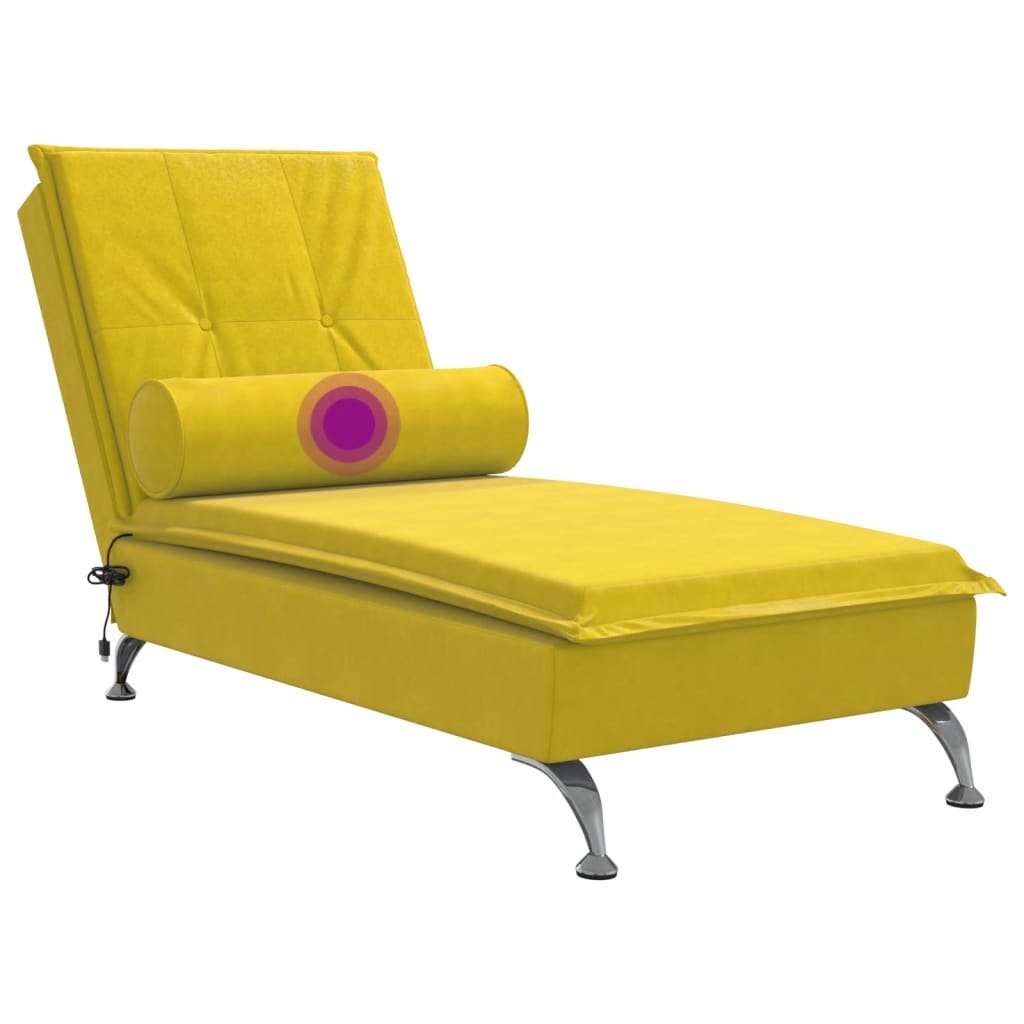 Massage chaise longue met bolster fluweel geel is nu te koop bij PeponiXL, paradijselijk wonen!