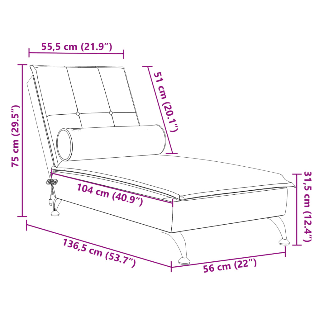 Massage chaise longue met bolster fluweel roze is nu te koop bij PeponiXL, paradijselijk wonen!