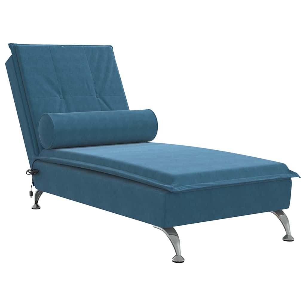 Massage chaise longue met bolster fluweel blauw is nu te koop bij PeponiXL, paradijselijk wonen!