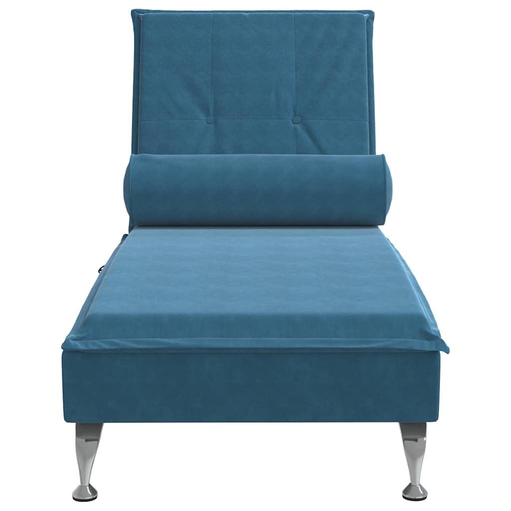 Massage chaise longue met bolster fluweel blauw is nu te koop bij PeponiXL, paradijselijk wonen!