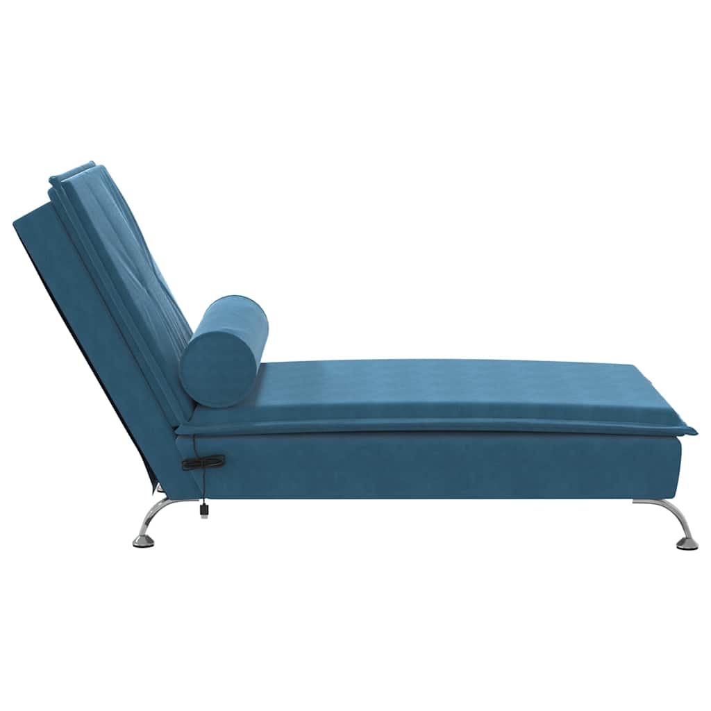 Massage chaise longue met bolster fluweel blauw is nu te koop bij PeponiXL, paradijselijk wonen!