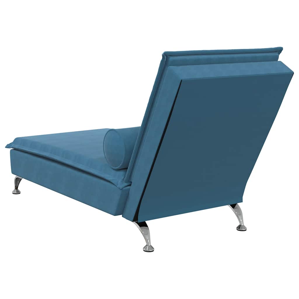 Massage chaise longue met bolster fluweel blauw is nu te koop bij PeponiXL, paradijselijk wonen!
