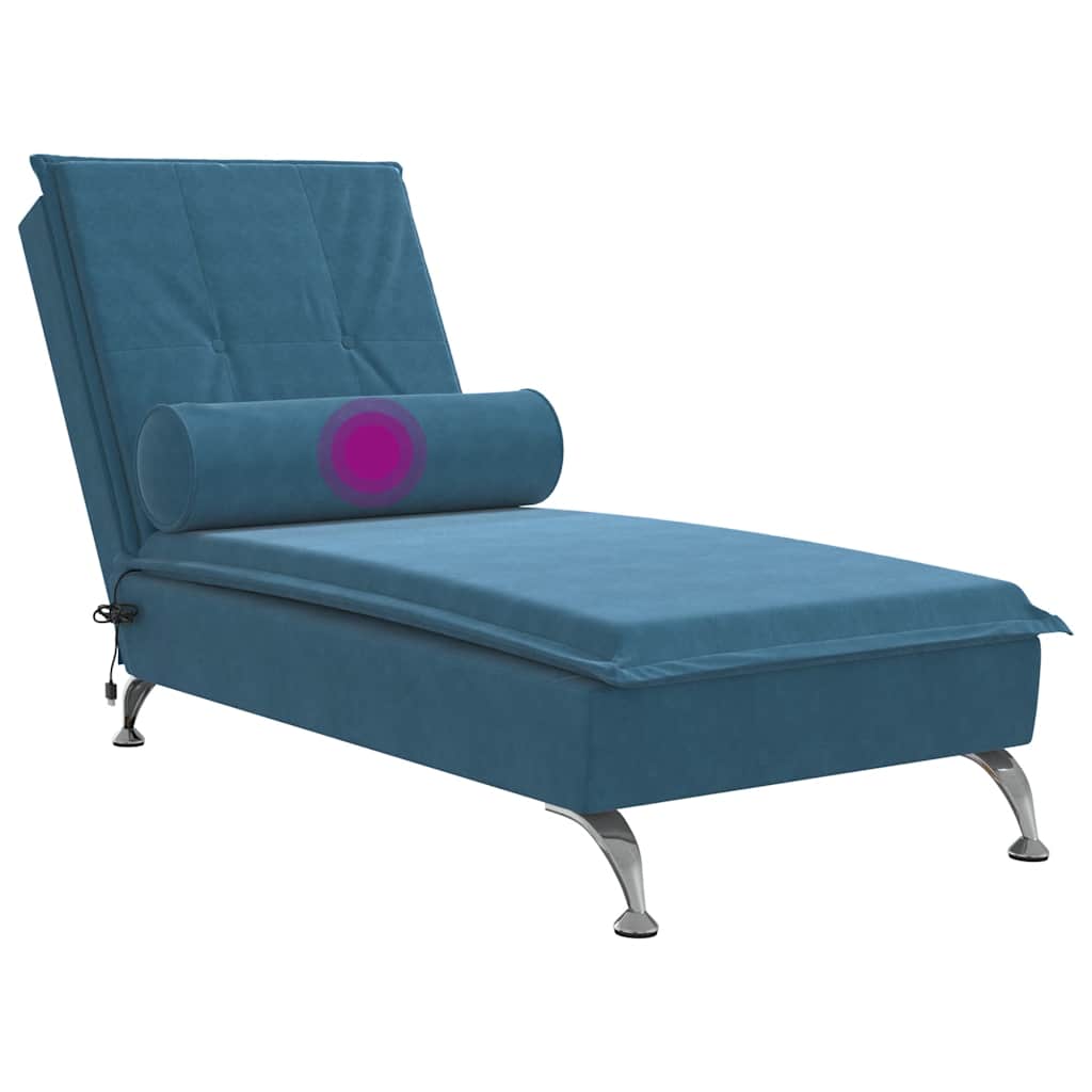 Massage chaise longue met bolster fluweel blauw is nu te koop bij PeponiXL, paradijselijk wonen!