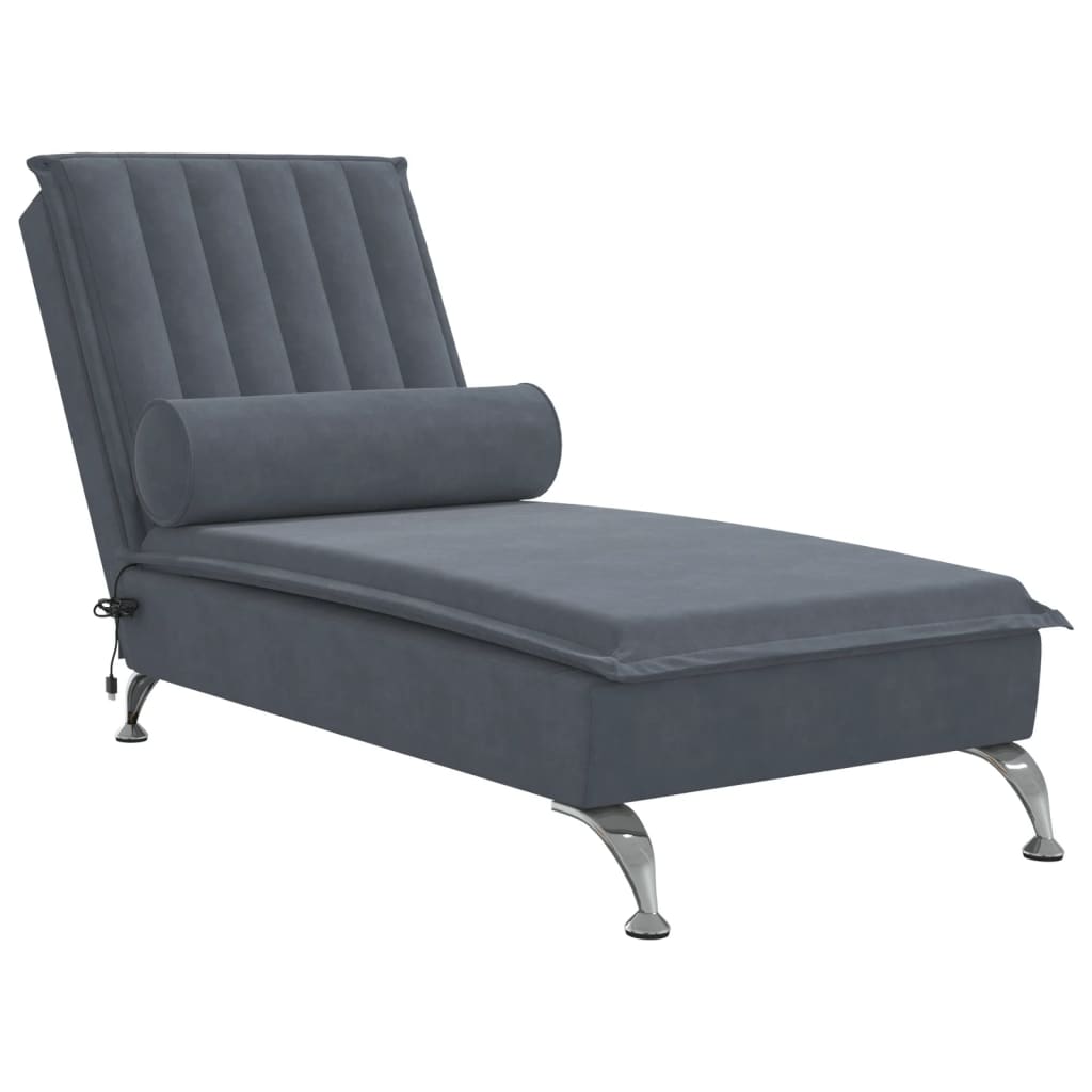Massage chaise longue met bolster fluweel donkergrijs is nu te koop bij PeponiXL, paradijselijk wonen!