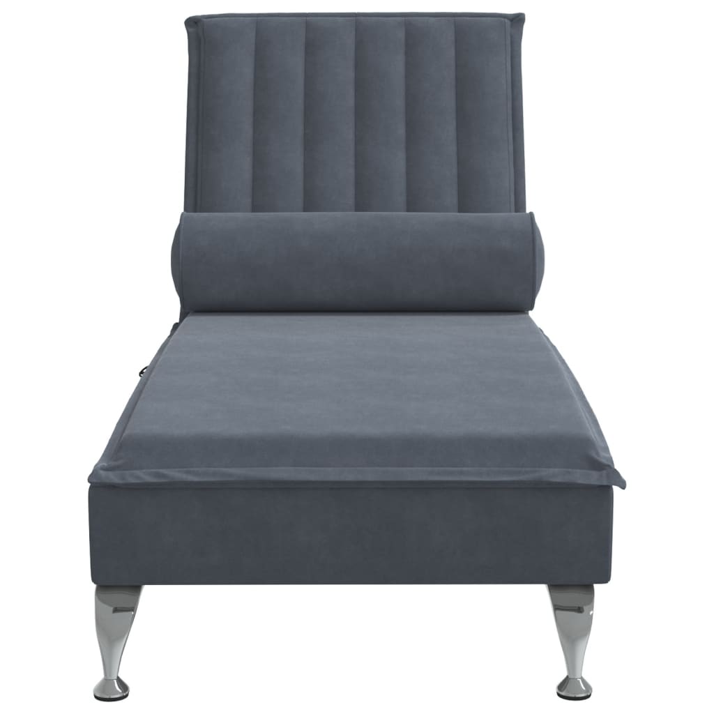 Massage chaise longue met bolster fluweel donkergrijs is nu te koop bij PeponiXL, paradijselijk wonen!