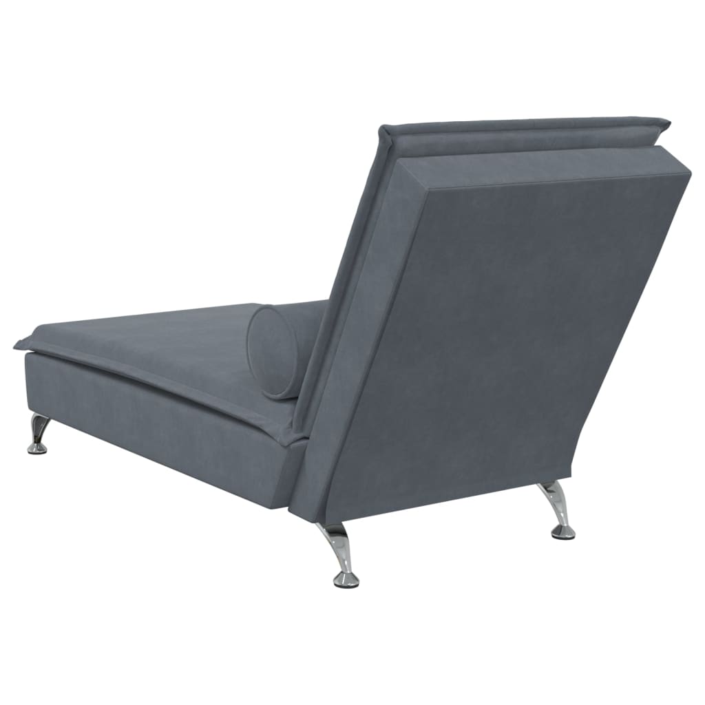 Massage chaise longue met bolster fluweel donkergrijs is nu te koop bij PeponiXL, paradijselijk wonen!