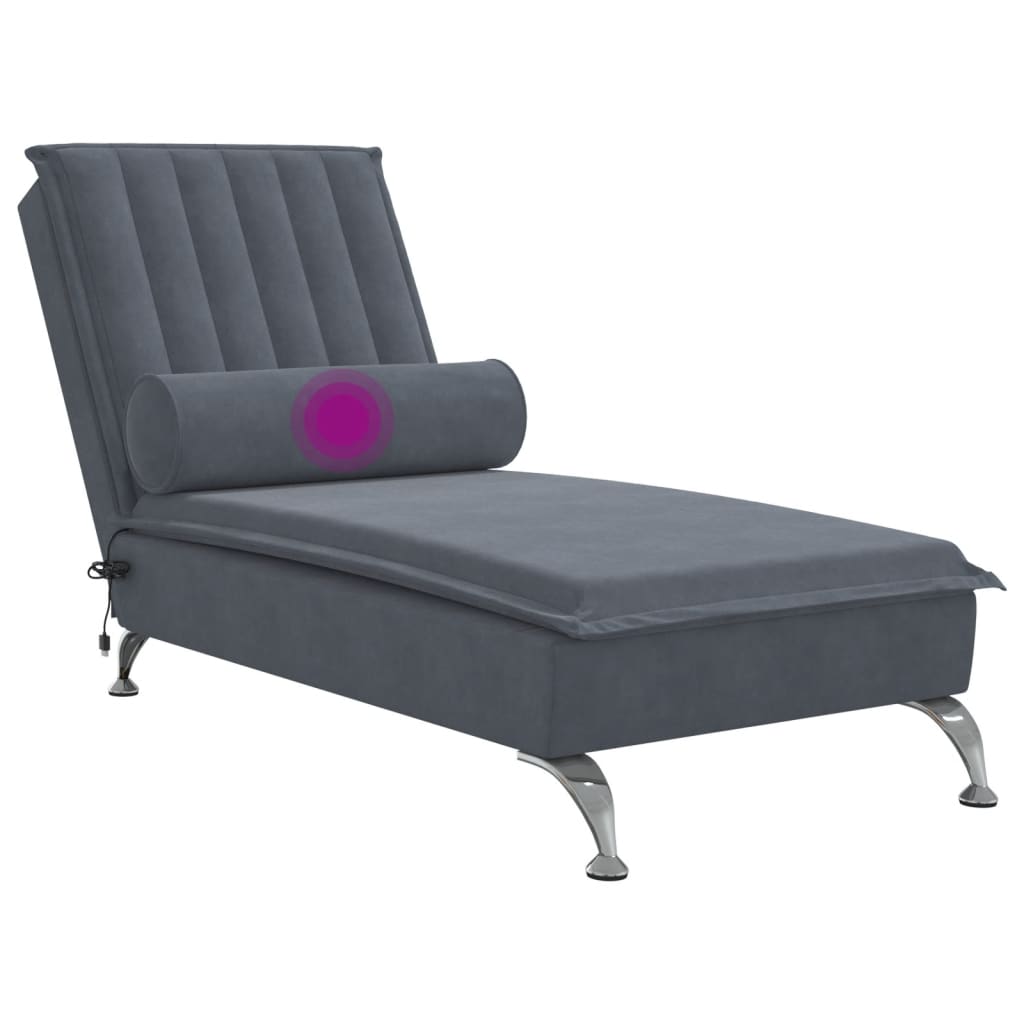 Massage chaise longue met bolster fluweel donkergrijs is nu te koop bij PeponiXL, paradijselijk wonen!