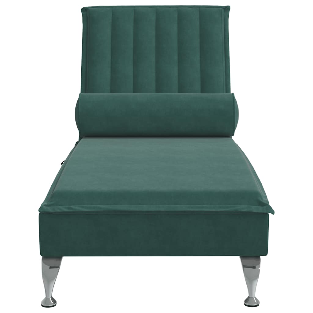 Massage chaise longue met bolster fluweel donkergroen is nu te koop bij PeponiXL, paradijselijk wonen!