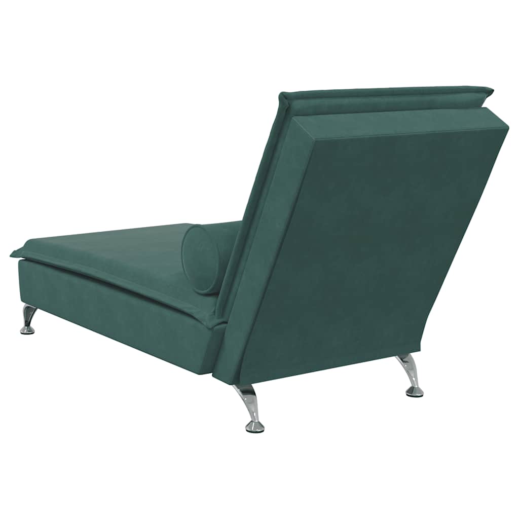 Massage chaise longue met bolster fluweel donkergroen is nu te koop bij PeponiXL, paradijselijk wonen!