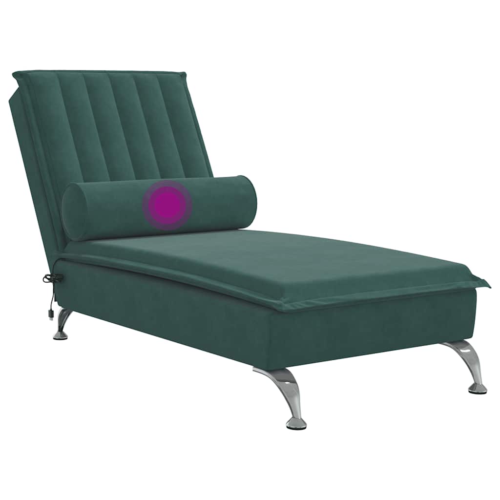 Massage chaise longue met bolster fluweel donkergroen is nu te koop bij PeponiXL, paradijselijk wonen!