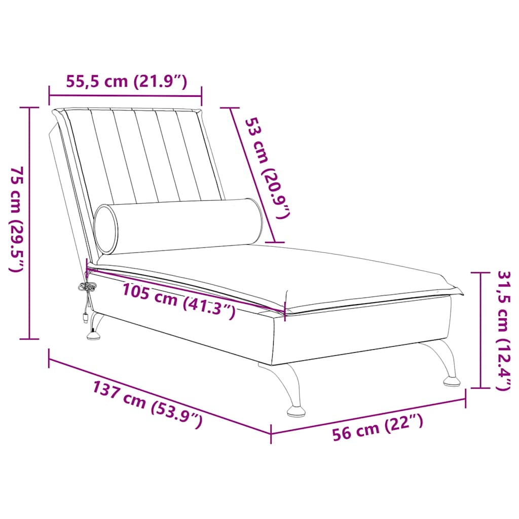 Massage chaise longue met bolster fluweel donkergroen is nu te koop bij PeponiXL, paradijselijk wonen!