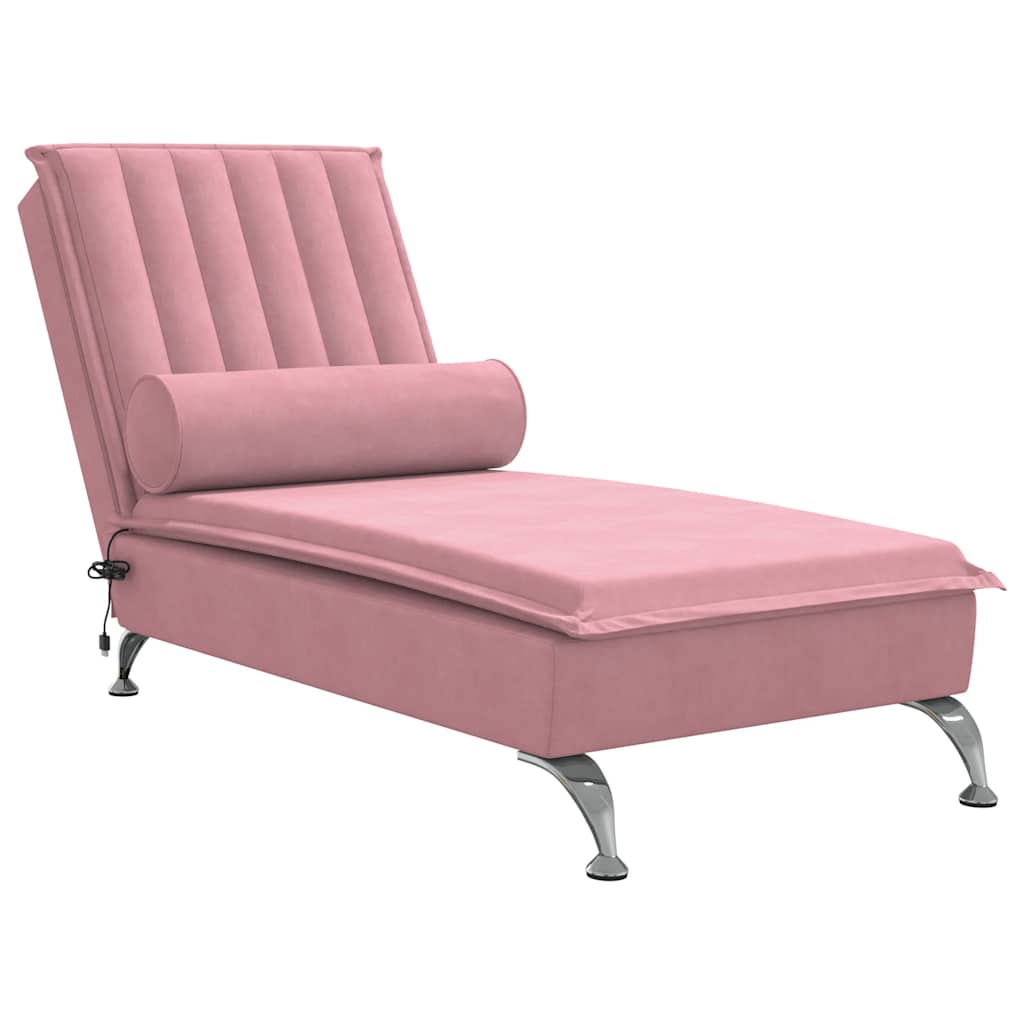 Massage chaise longue met bolster fluweel roze is nu te koop bij PeponiXL, paradijselijk wonen!