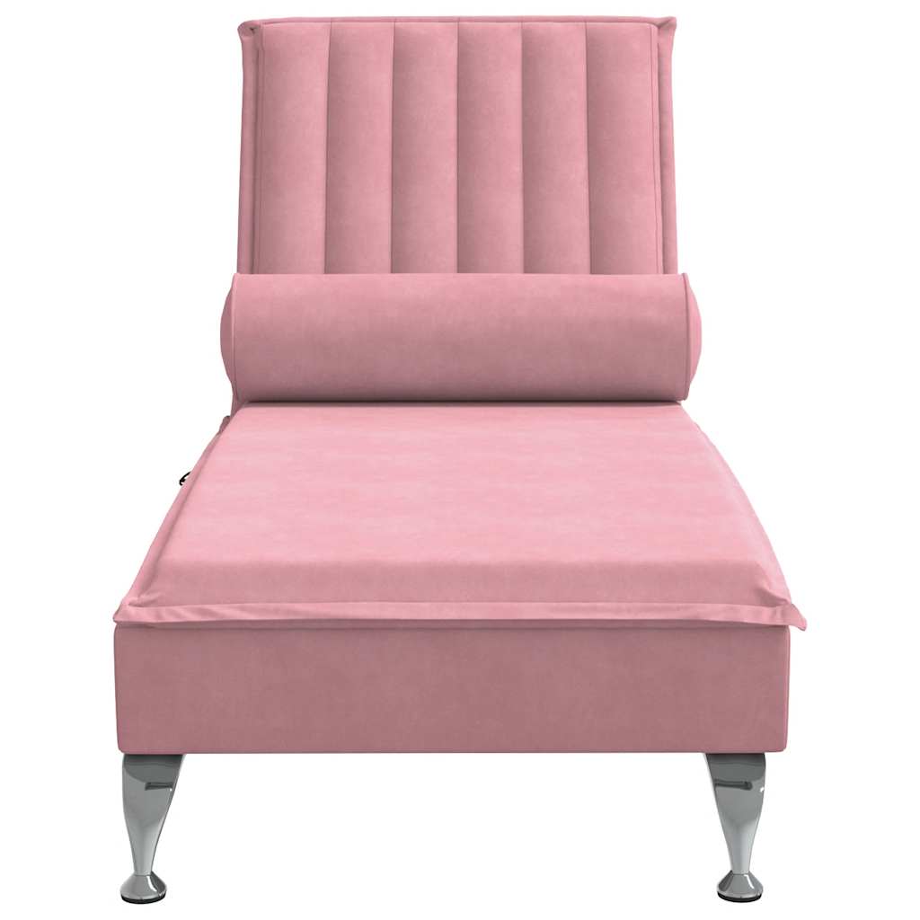 Massage chaise longue met bolster fluweel roze is nu te koop bij PeponiXL, paradijselijk wonen!