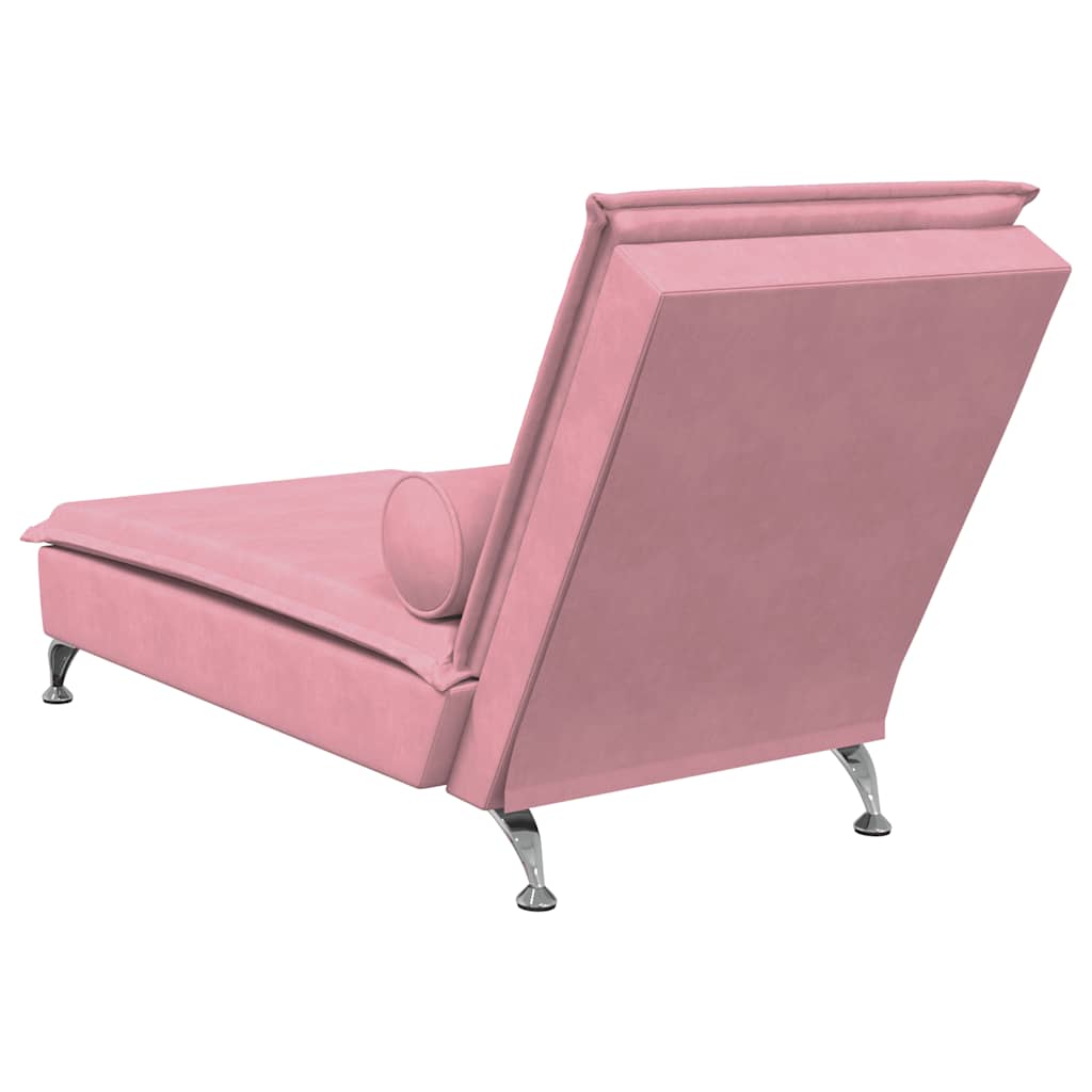 Massage chaise longue met bolster fluweel roze is nu te koop bij PeponiXL, paradijselijk wonen!