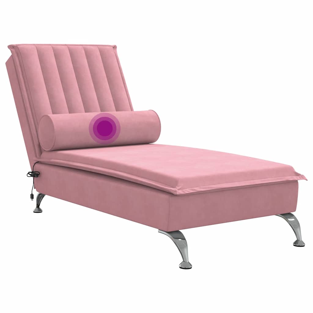 Massage chaise longue met bolster fluweel roze is nu te koop bij PeponiXL, paradijselijk wonen!