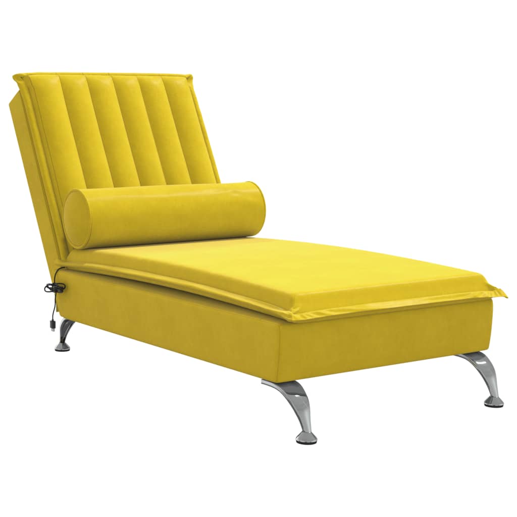 Massage chaise longue met bolster fluweel geel is nu te koop bij PeponiXL, paradijselijk wonen!