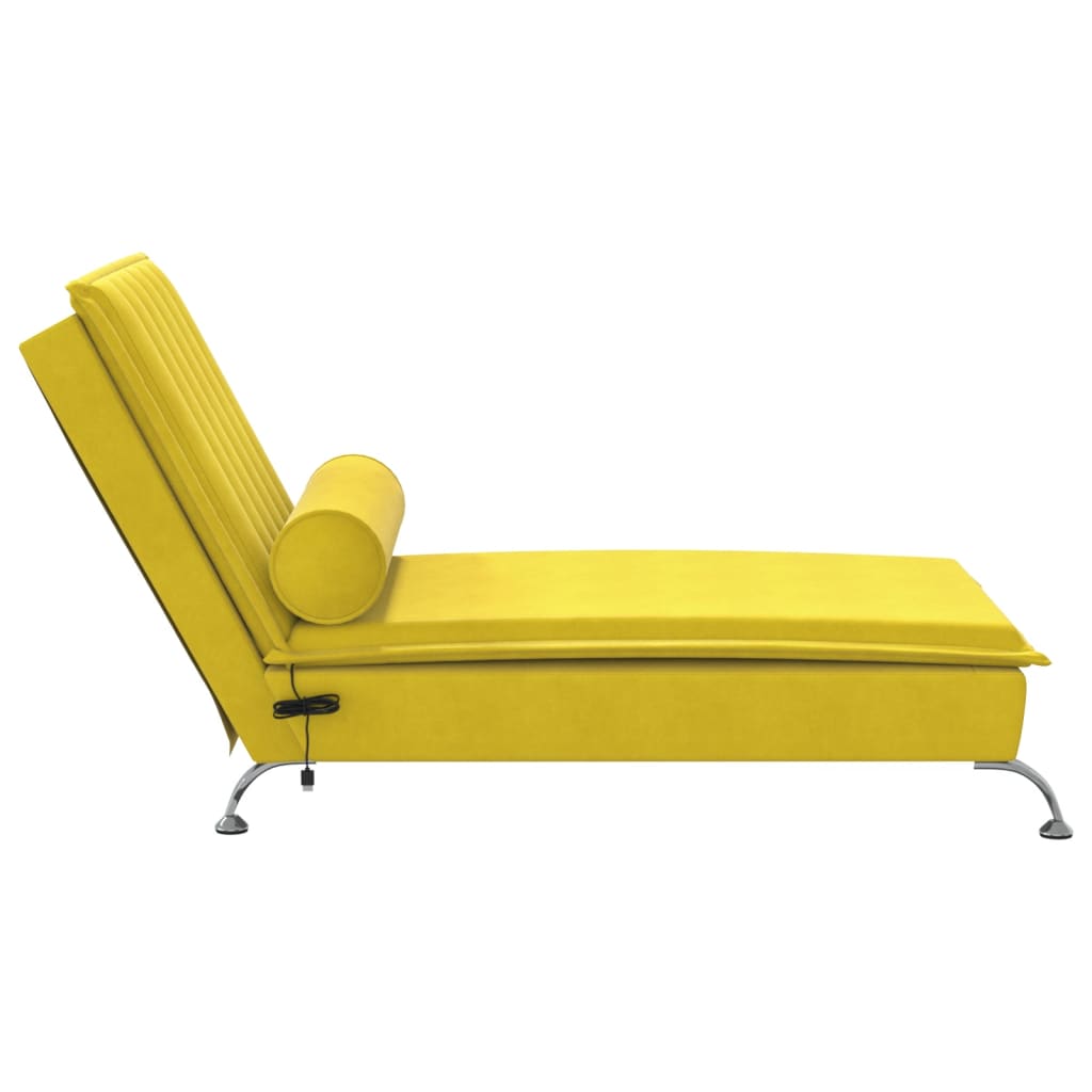 Massage chaise longue met bolster fluweel geel is nu te koop bij PeponiXL, paradijselijk wonen!