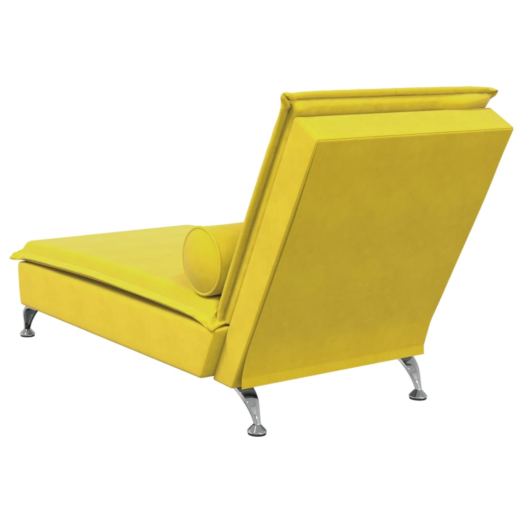 Massage chaise longue met bolster fluweel geel is nu te koop bij PeponiXL, paradijselijk wonen!