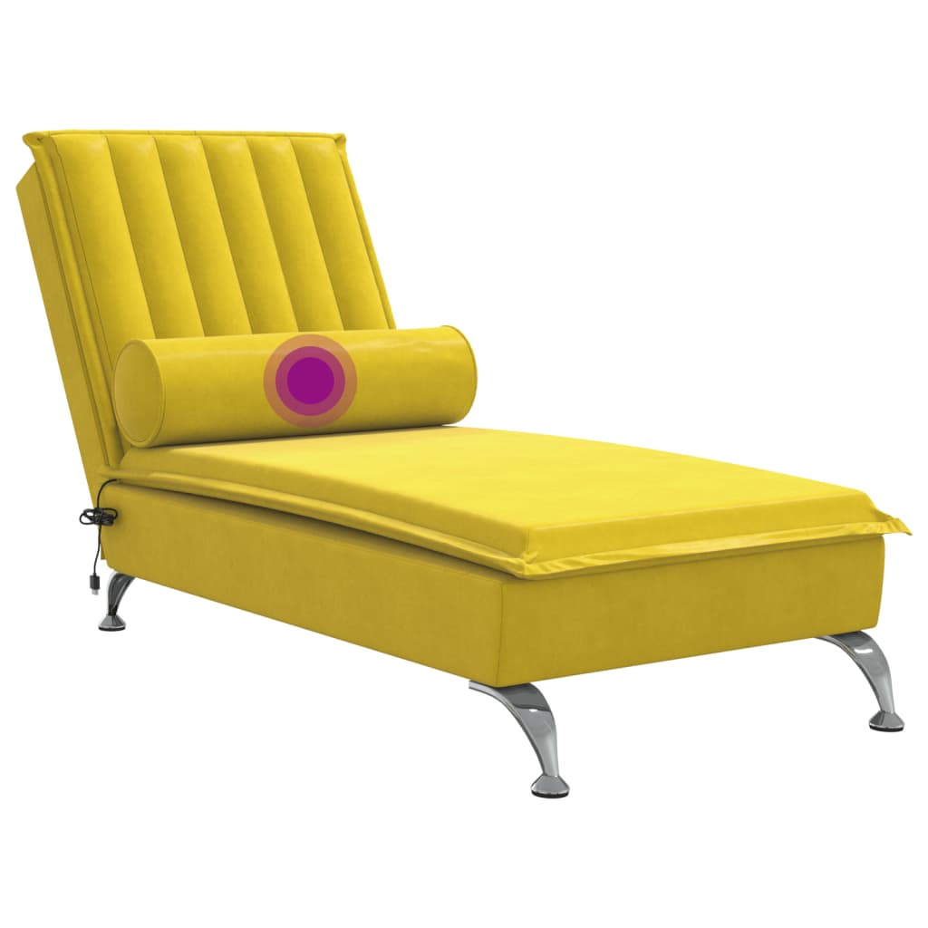 Massage chaise longue met bolster fluweel geel is nu te koop bij PeponiXL, paradijselijk wonen!