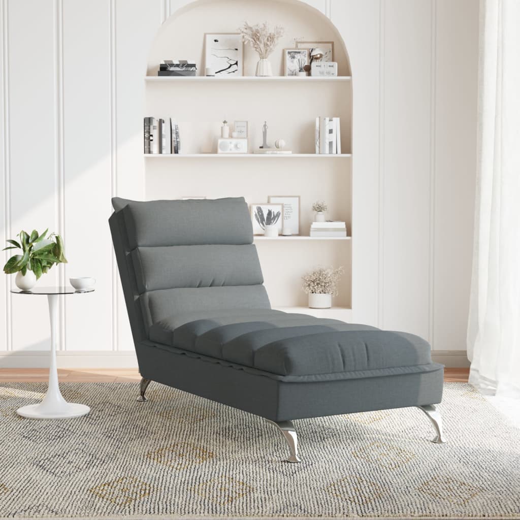 Chaise longue met kussens stof donkergrijs is nu te koop bij PeponiXL, paradijselijk wonen!