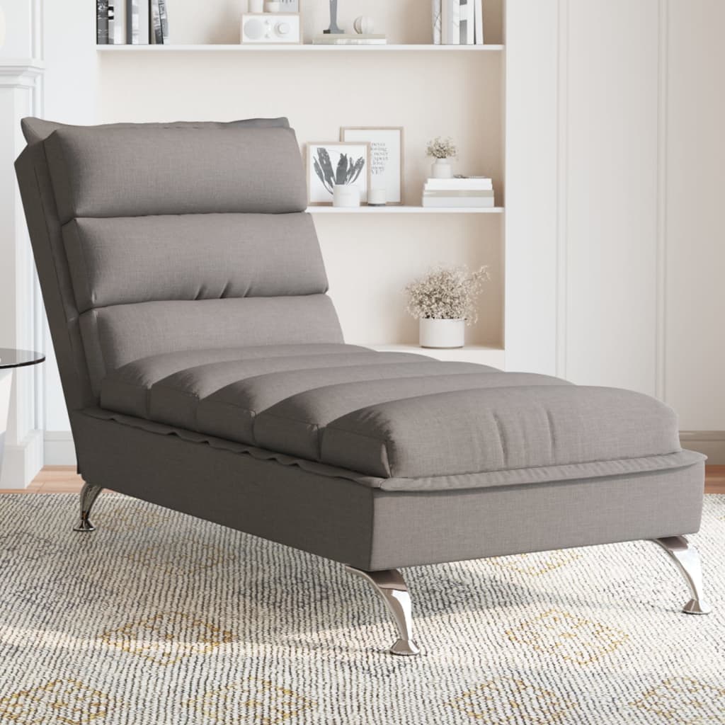 Chaise longue met kussens stof taupe is nu te koop bij PeponiXL, paradijselijk wonen!