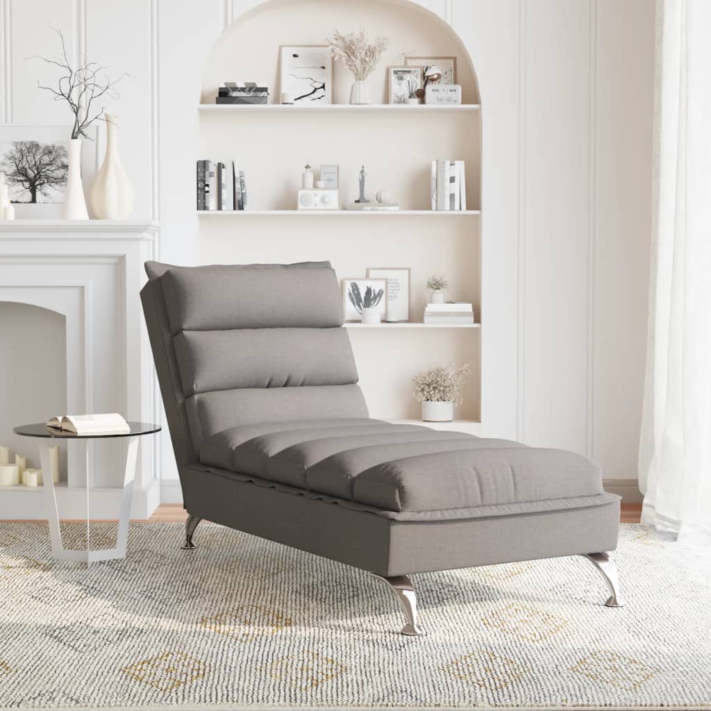 Chaise longue met kussens stof taupe is nu te koop bij PeponiXL, paradijselijk wonen!