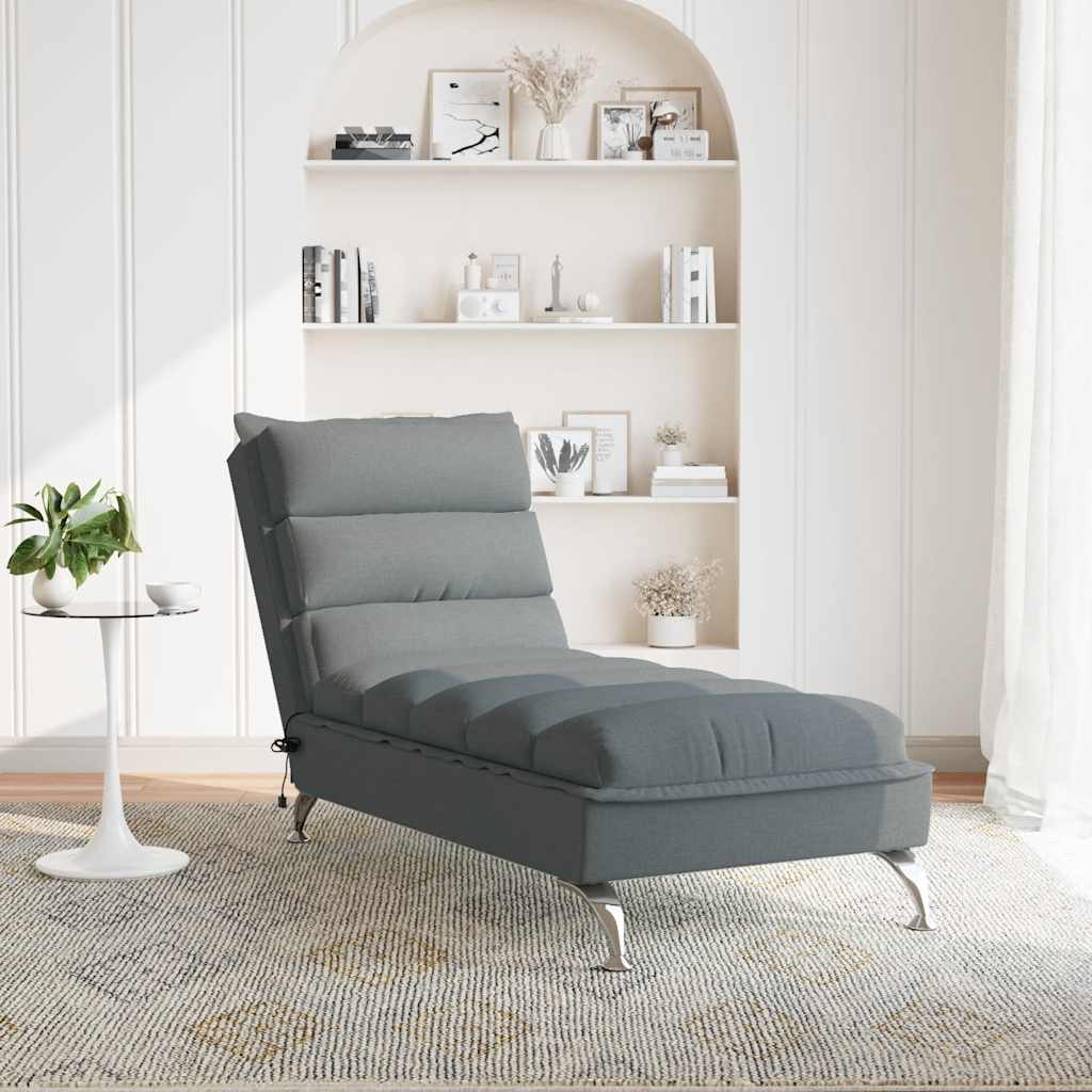 Massage chaise longue met kussens stof donkergrijs is nu te koop bij PeponiXL, paradijselijk wonen!