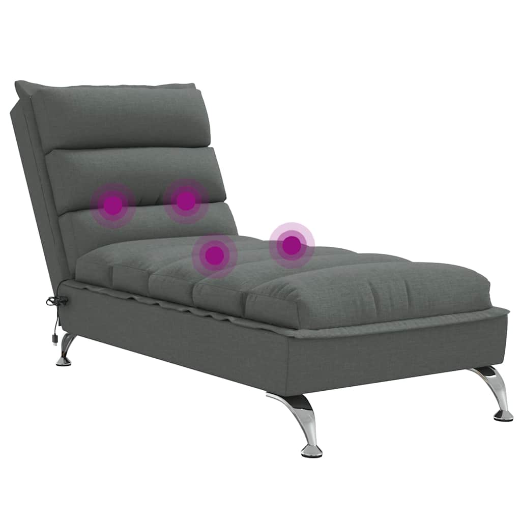 Massage chaise longue met kussens stof donkergrijs is nu te koop bij PeponiXL, paradijselijk wonen!