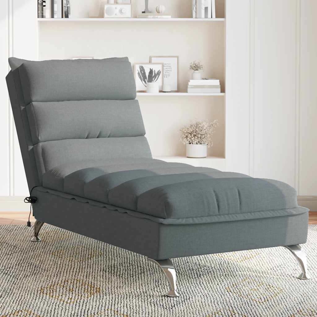 Massage chaise longue met kussens stof donkergrijs is nu te koop bij PeponiXL, paradijselijk wonen!