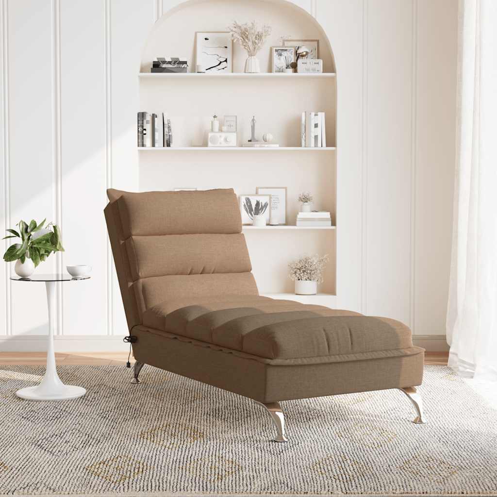 Massage chaise longue met kussens stof bruin is nu te koop bij PeponiXL, paradijselijk wonen!