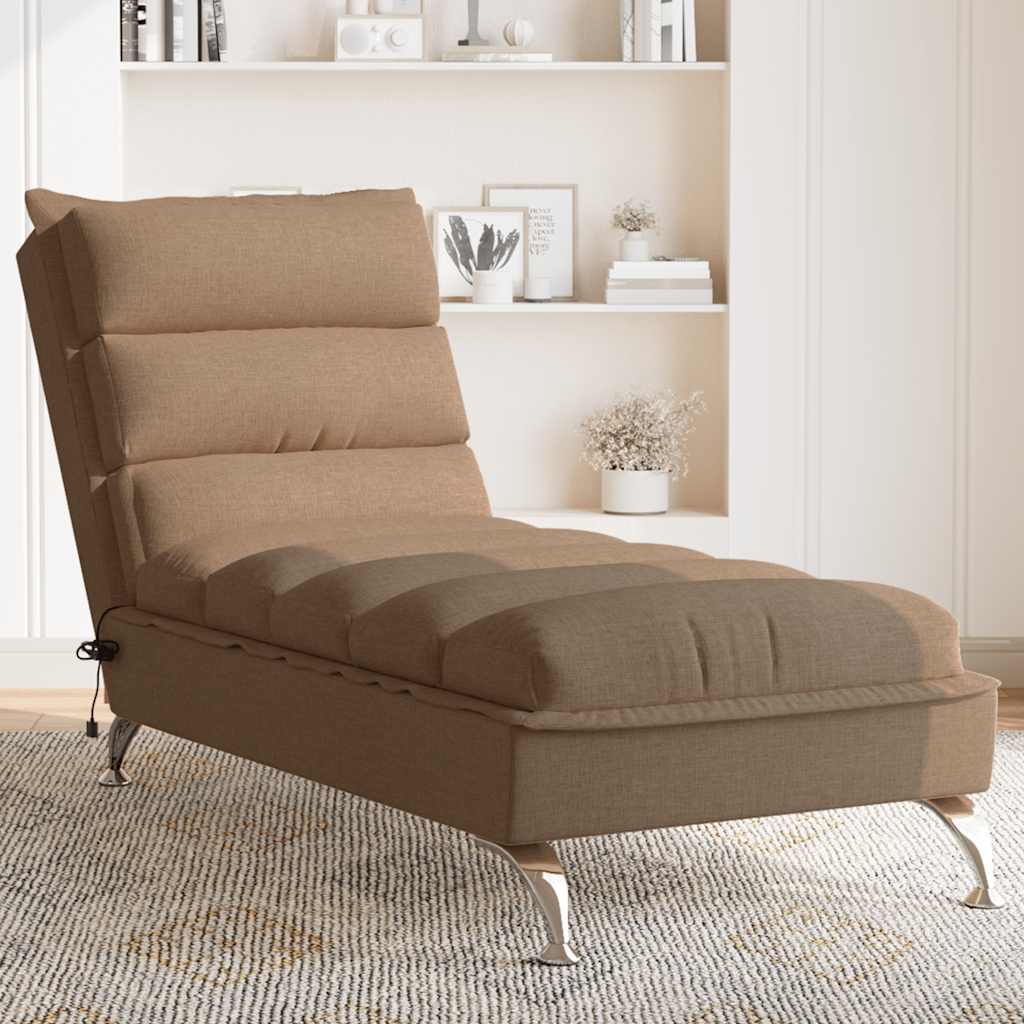 Massage chaise longue met kussens stof bruin is nu te koop bij PeponiXL, paradijselijk wonen!