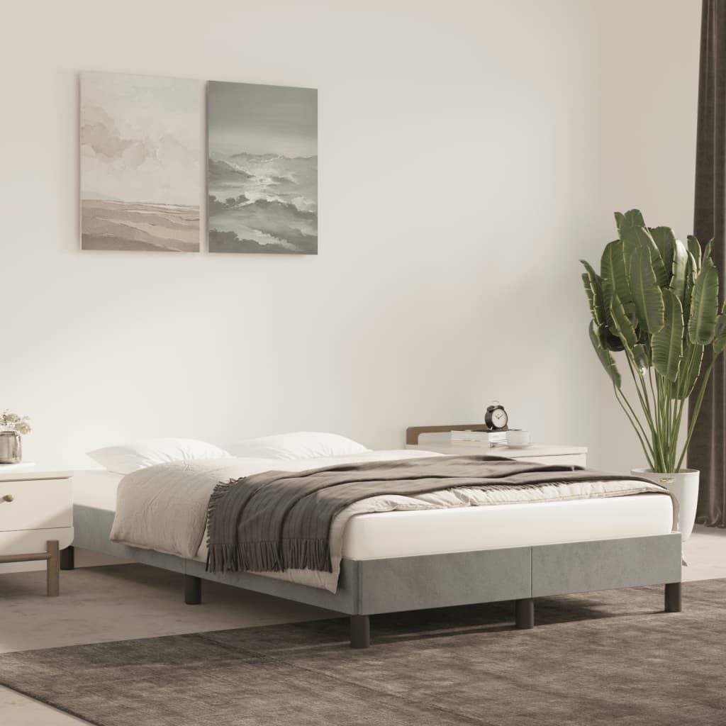Bedframe zonder matras 120x190 cm fluweel lichtgrijs is nu te koop bij PeponiXL, paradijselijk wonen!