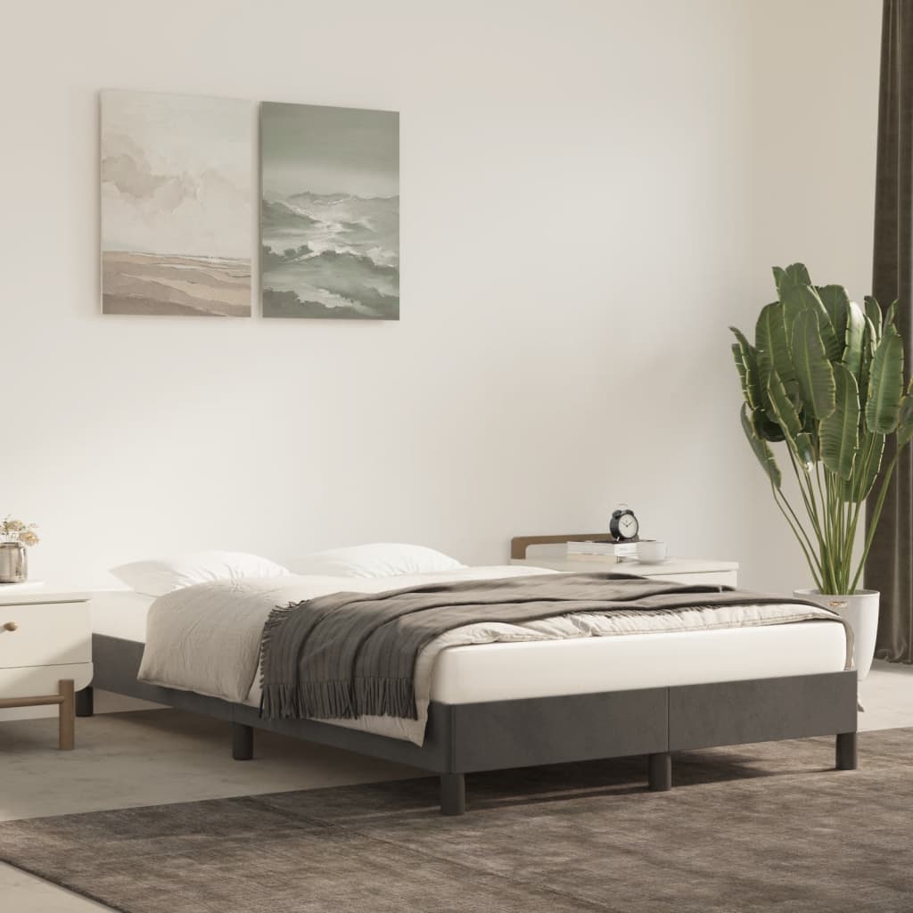 Bedframe zonder matras 120x190 cm fluweel donkergrijs is nu te koop bij PeponiXL, paradijselijk wonen!