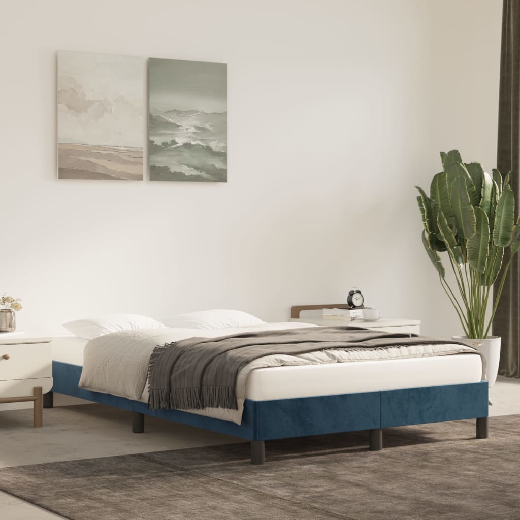 Bedframe zonder matras 120x190 cm fluweel donkerblauw is nu te koop bij PeponiXL, paradijselijk wonen!