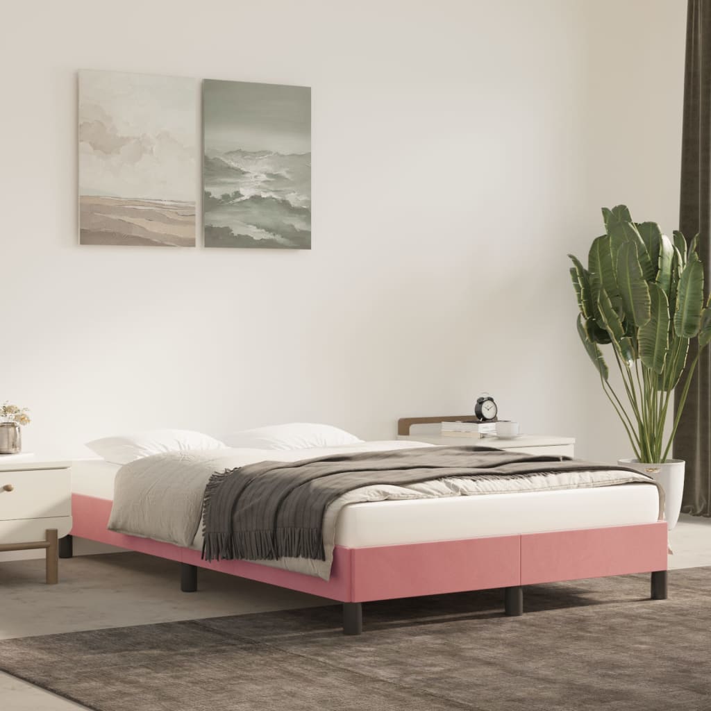 Bedframe zonder matras 120x190 cm fluweel roze is nu te koop bij PeponiXL, paradijselijk wonen!