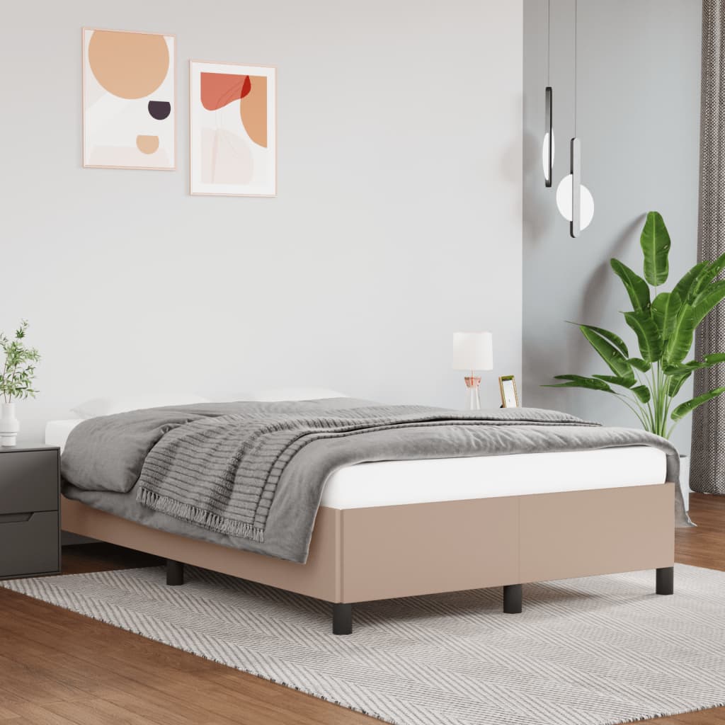 Bedframe zonder matras 120x190 cm kunstleer cappuccinokleurig is nu te koop bij PeponiXL, paradijselijk wonen!