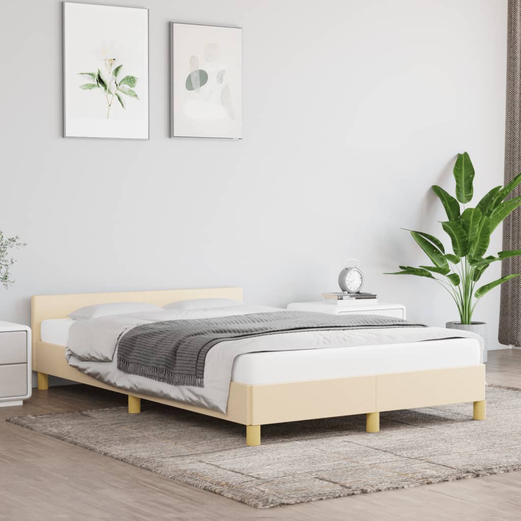 Bedframe zonder matras 120x190 cm stof crèmekleurig is nu te koop bij PeponiXL, paradijselijk wonen!