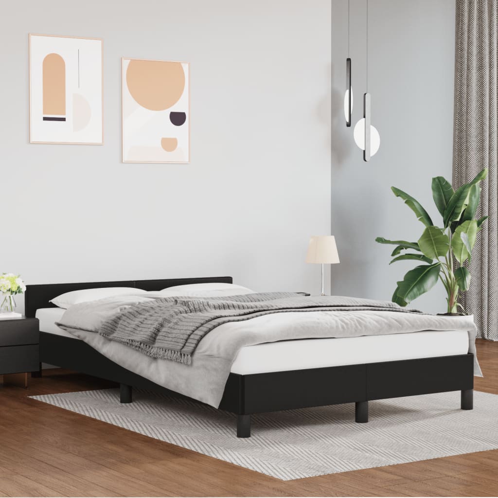 Bedframe zonder matras 120x190 cm kunstleer zwart is nu te koop bij PeponiXL, paradijselijk wonen!