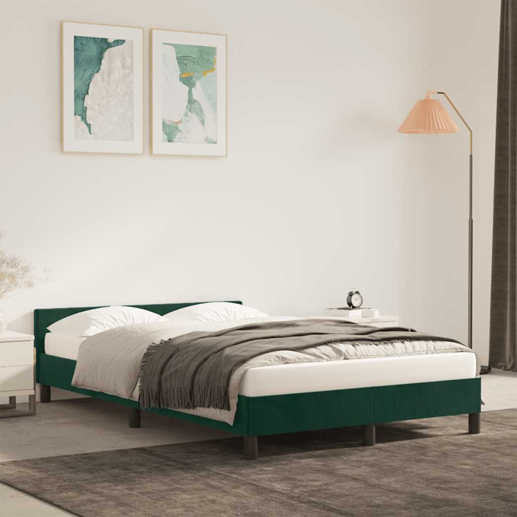 Bedframe zonder matras 120x190 cm fluweel donkergroen is nu te koop bij PeponiXL, paradijselijk wonen!