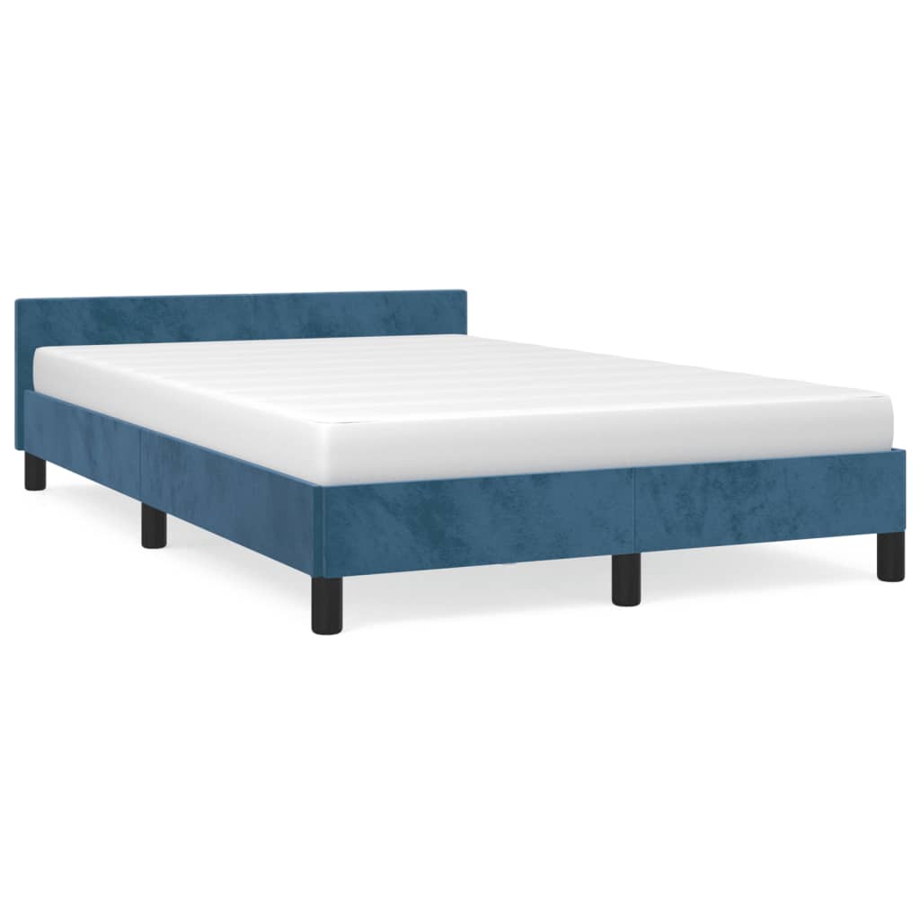 Bedframe zonder matras 120x190 cm fluweel donkerblauw is nu te koop bij PeponiXL, paradijselijk wonen!