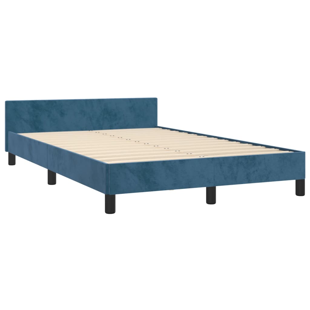 Bedframe zonder matras 120x190 cm fluweel donkerblauw is nu te koop bij PeponiXL, paradijselijk wonen!