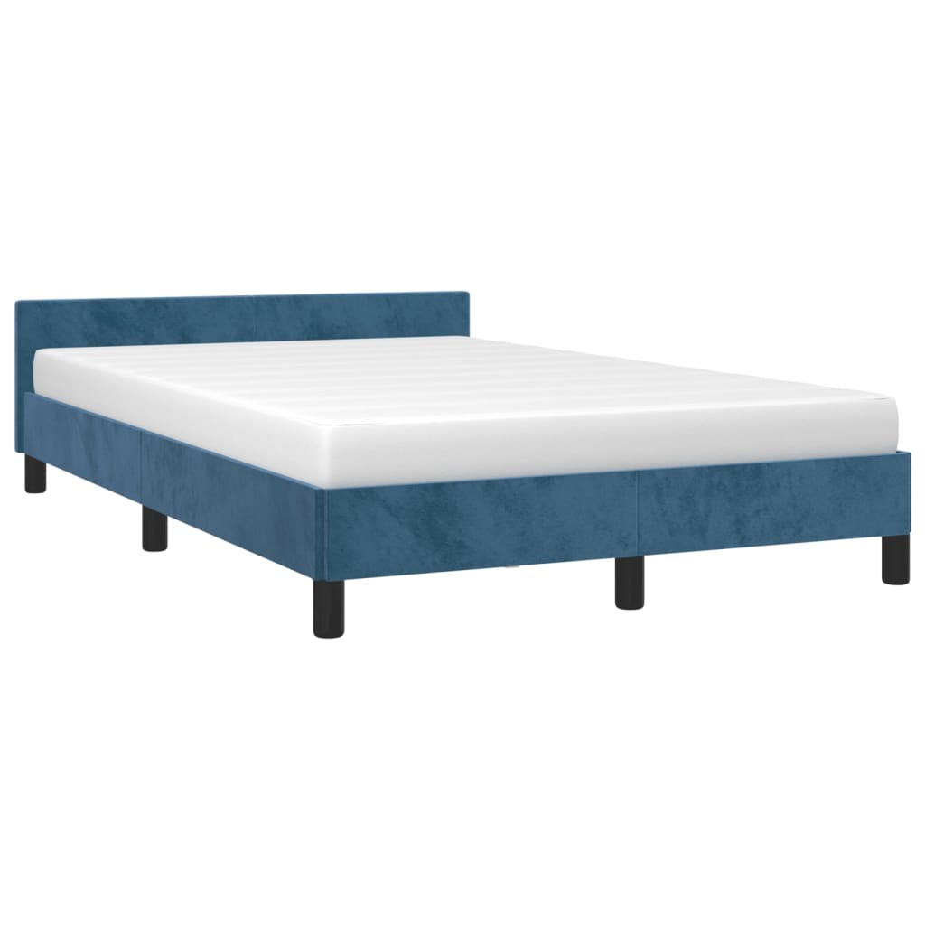 Bedframe zonder matras 120x190 cm fluweel donkerblauw is nu te koop bij PeponiXL, paradijselijk wonen!