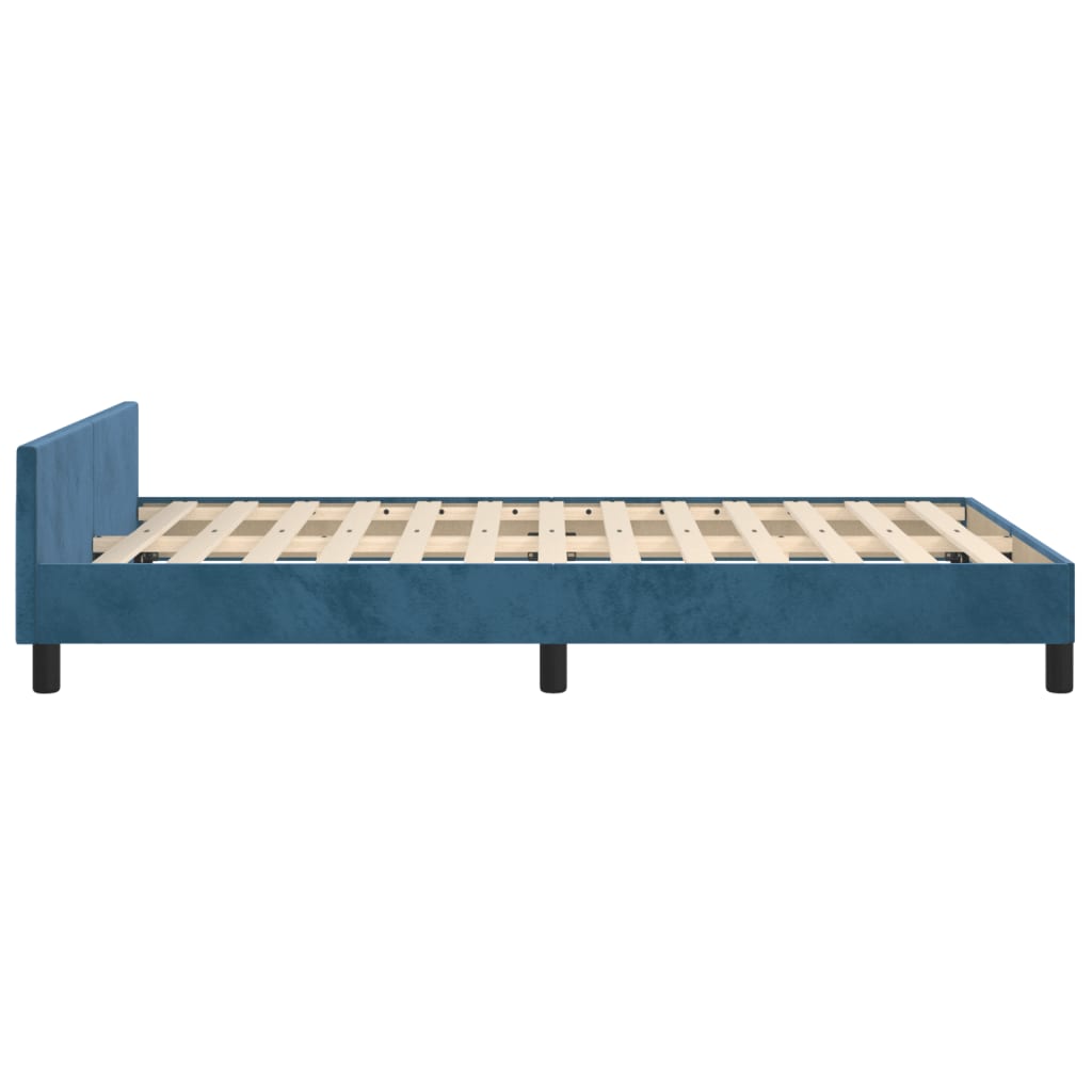 Bedframe zonder matras 120x190 cm fluweel donkerblauw is nu te koop bij PeponiXL, paradijselijk wonen!