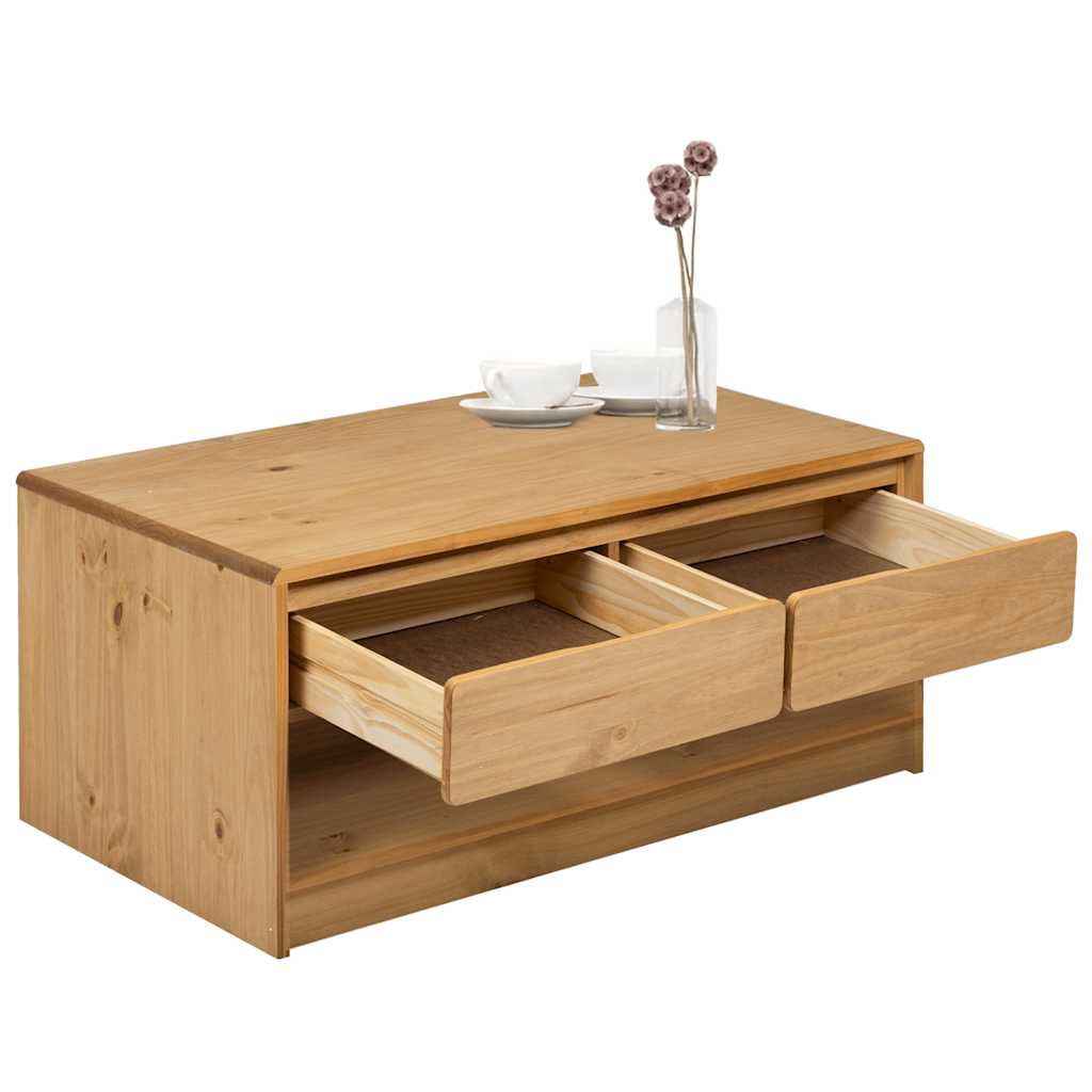 Salontafel SAUDA 99x55x45 cm massief grenenhout eikenkleurig is nu te koop bij PeponiXL, paradijselijk wonen!