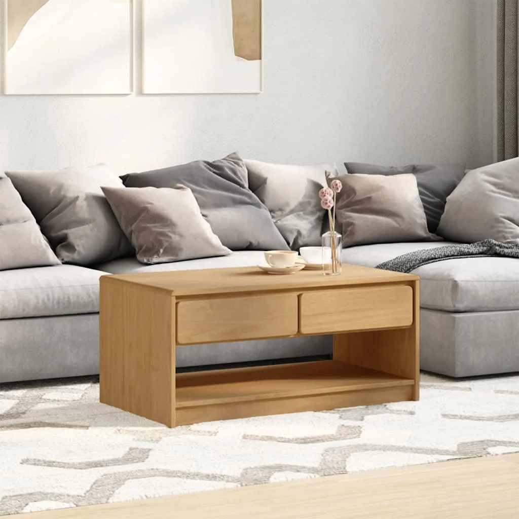 Salontafel SAUDA 99x55x45 cm massief grenenhout eikenkleurig is nu te koop bij PeponiXL, paradijselijk wonen!
