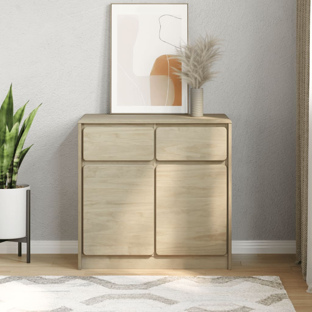 Dressoir SAUDA 80x43x75,5 cm massief grenenhout eikenkleurig is nu te koop bij PeponiXL, paradijselijk wonen!