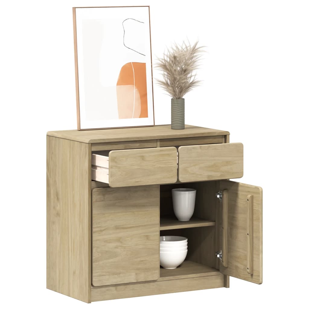 Dressoir SAUDA 80x43x75,5 cm massief grenenhout eikenkleurig is nu te koop bij PeponiXL, paradijselijk wonen!